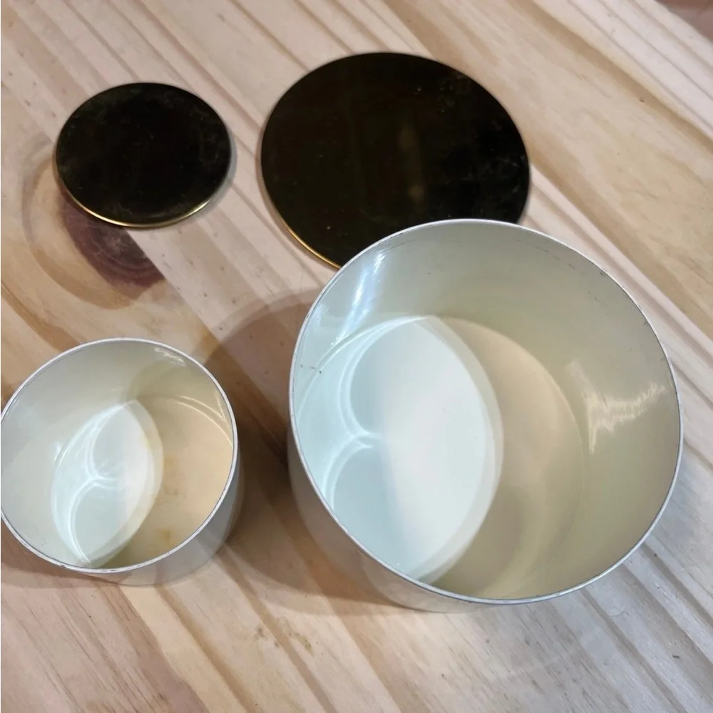 Ikea GLITTRIG Creme and Gold Round Metal Containers